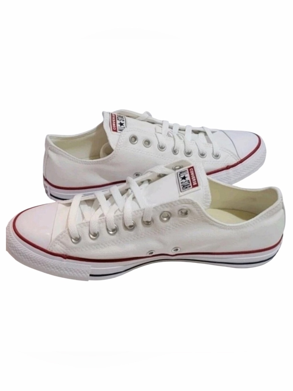 3 for $20 CONVERSE CHUCK TAYLOR ALL STAR Low Top White Canvas Sneakers Red Blue